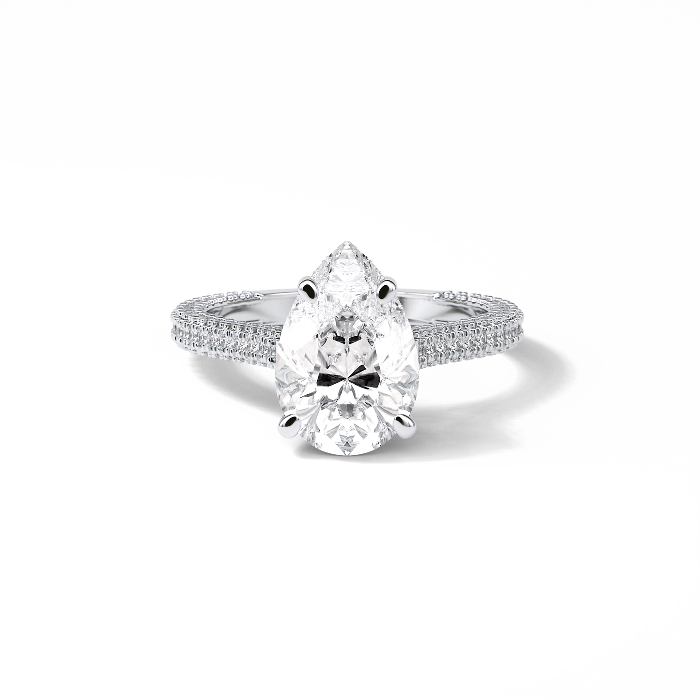 Pear Pave & Hidden Halo Lab Grown Diamond Engagement Ring