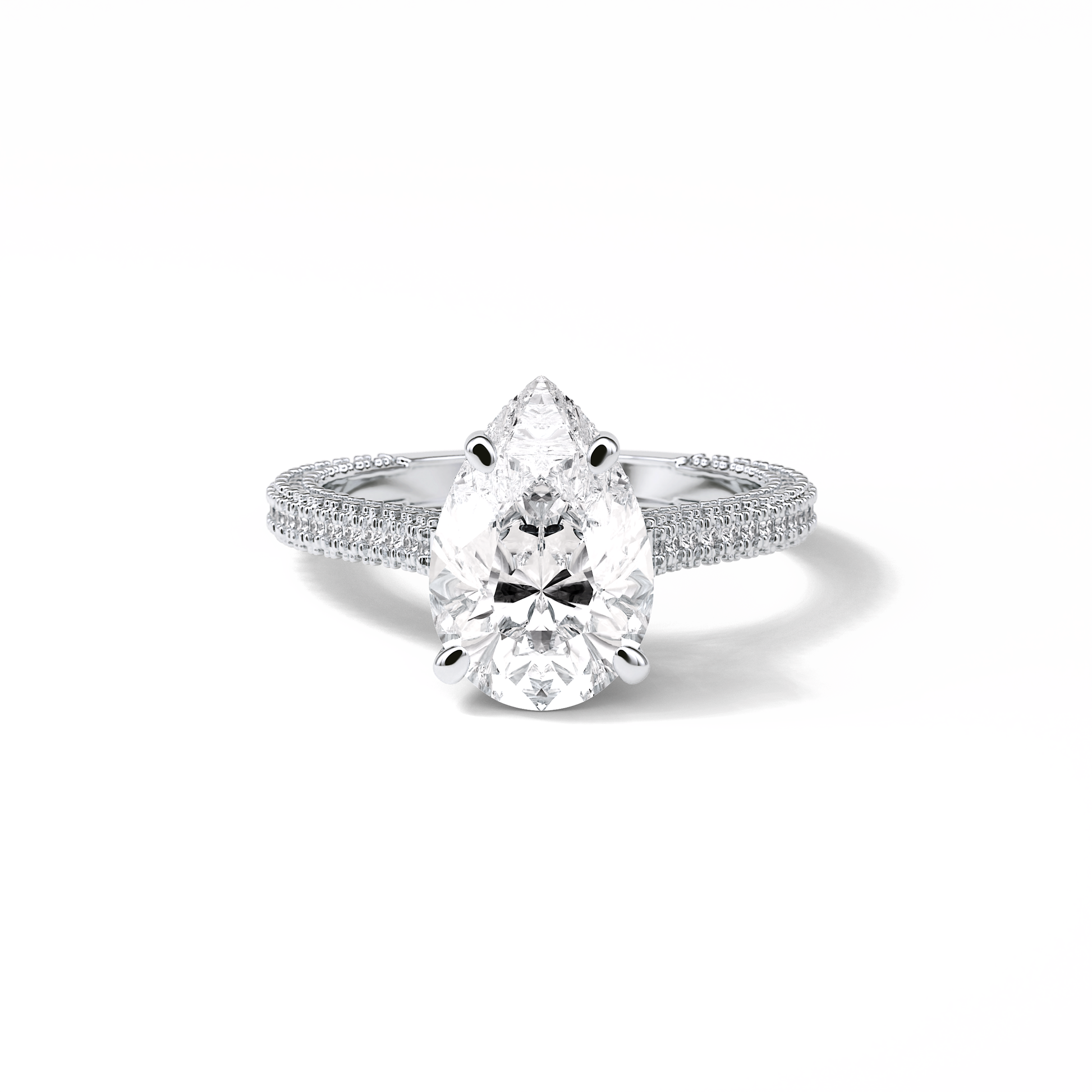 Pear Pave & Hidden Halo Lab Grown Diamond Engagement Ring