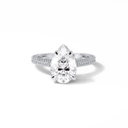 Pear Pave & Hidden Halo Lab Grown Diamond Engagement Ring
