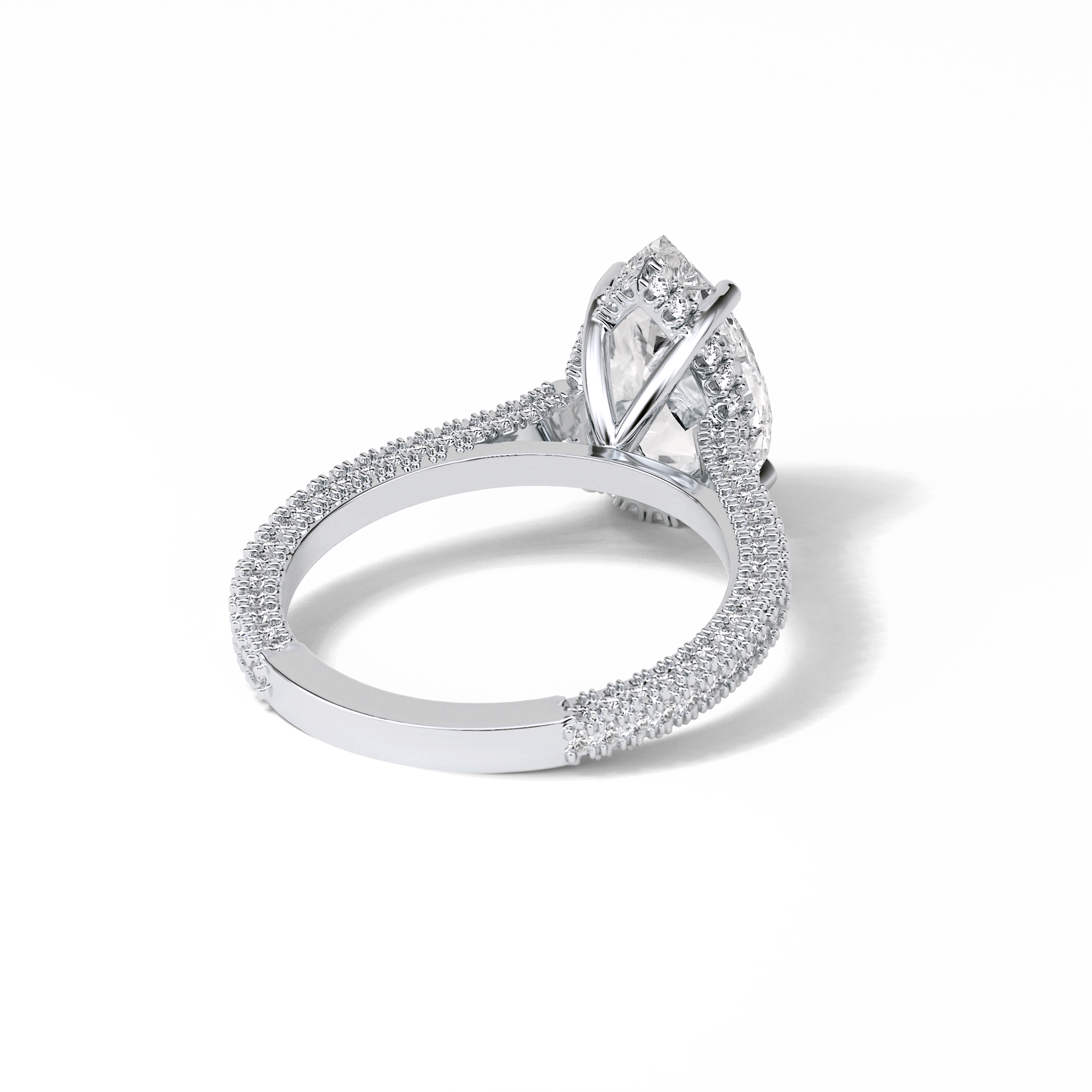 Pear Pave & Hidden Halo Lab Grown Diamond Engagement Ring