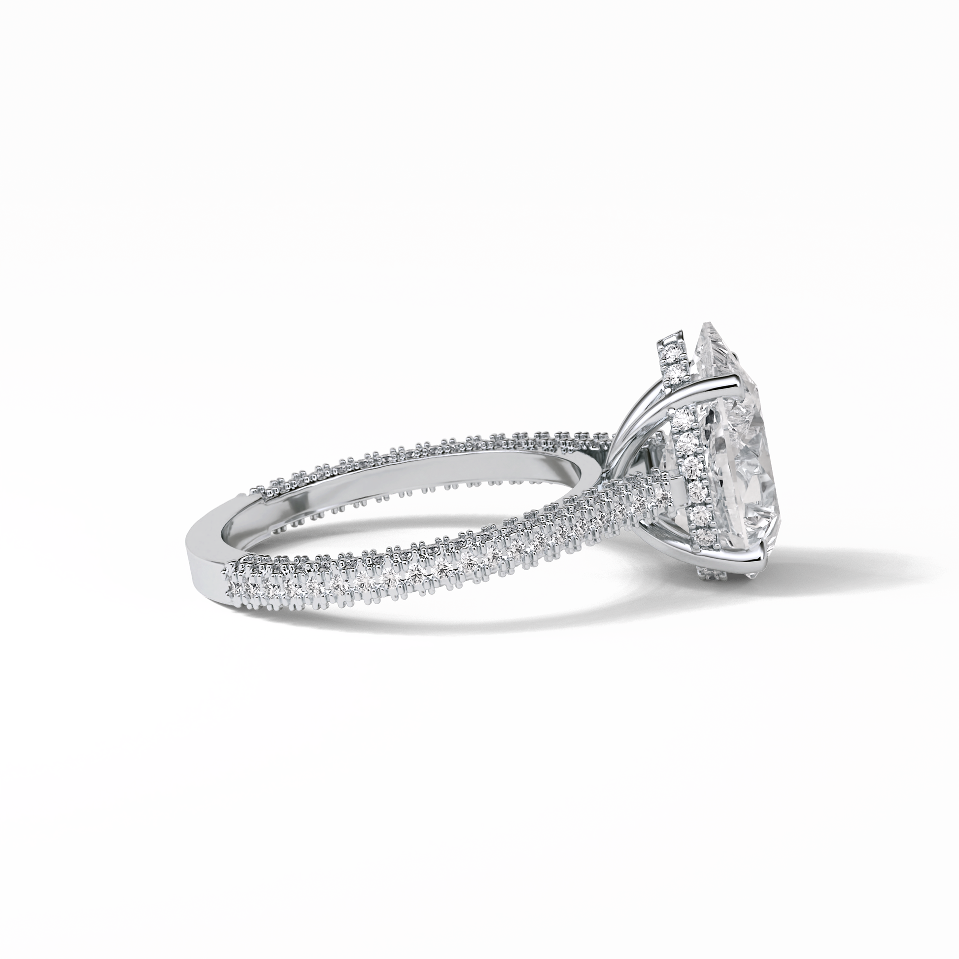 Pear Pave & Hidden Halo Lab Grown Diamond Engagement Ring