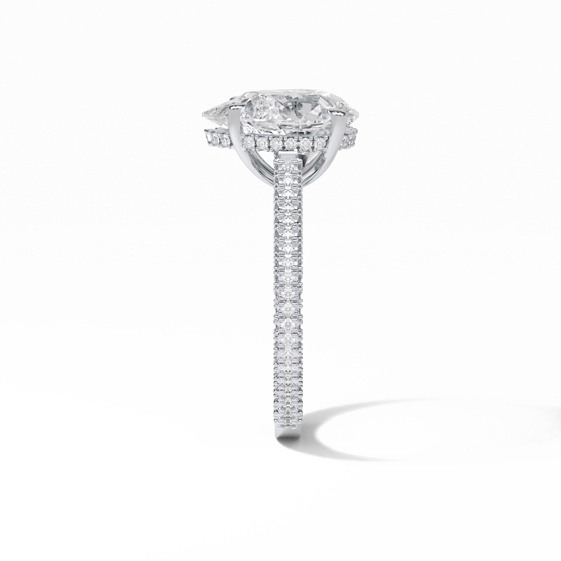 Pear Pave & Hidden Halo Lab Grown Diamond Engagement Ring