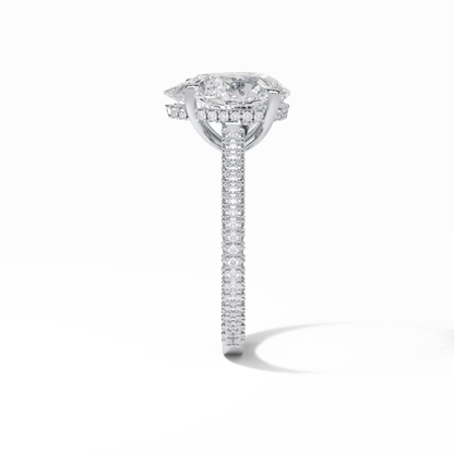 Pear Pave & Hidden Halo Lab Grown Diamond Engagement Ring