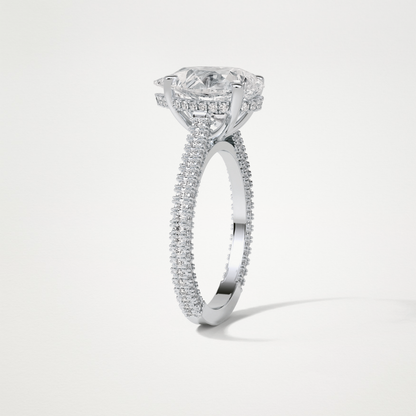 Pear Pave & Hidden Halo Lab Grown Diamond Engagement Ring