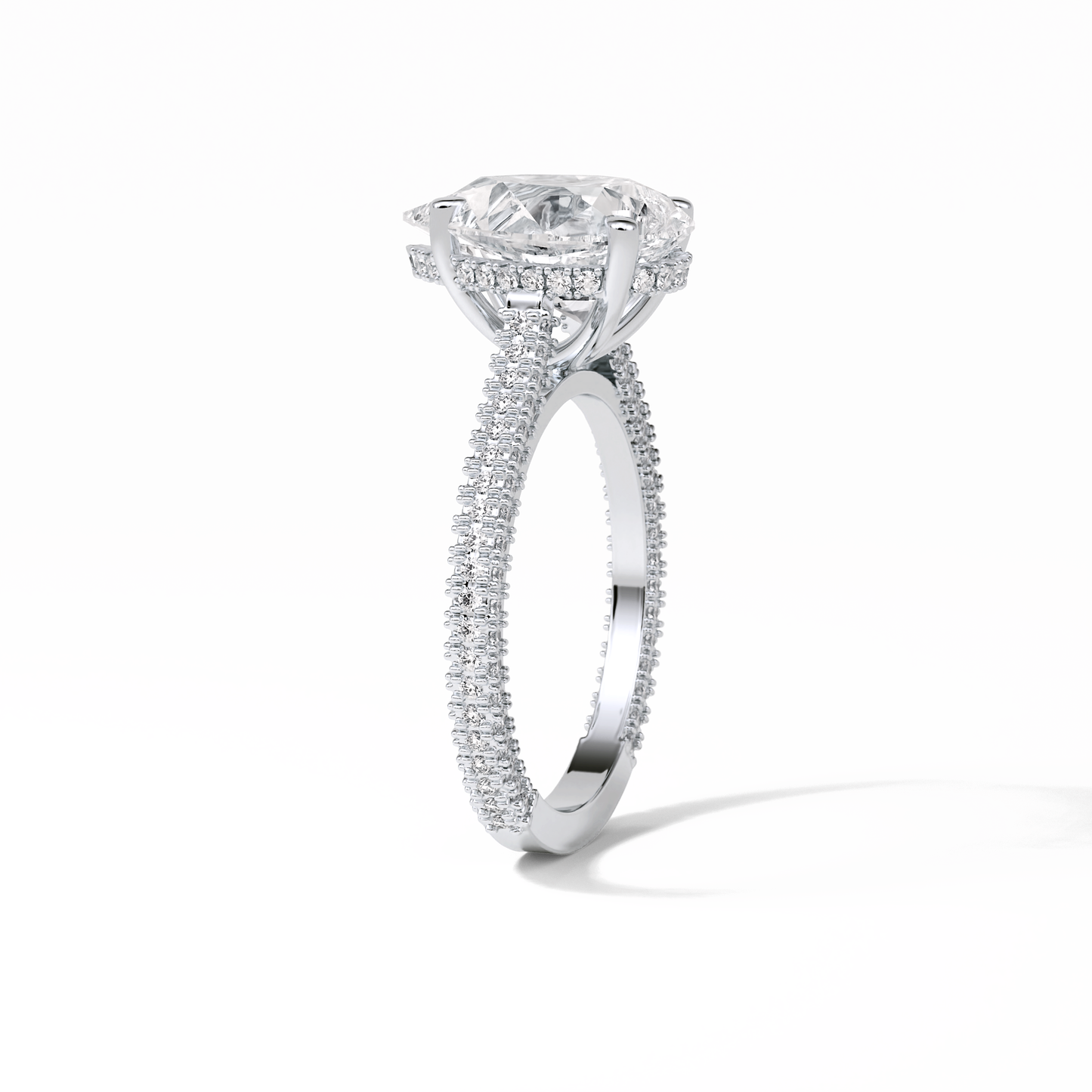 Pear Pave & Hidden Halo Lab Grown Diamond Engagement Ring