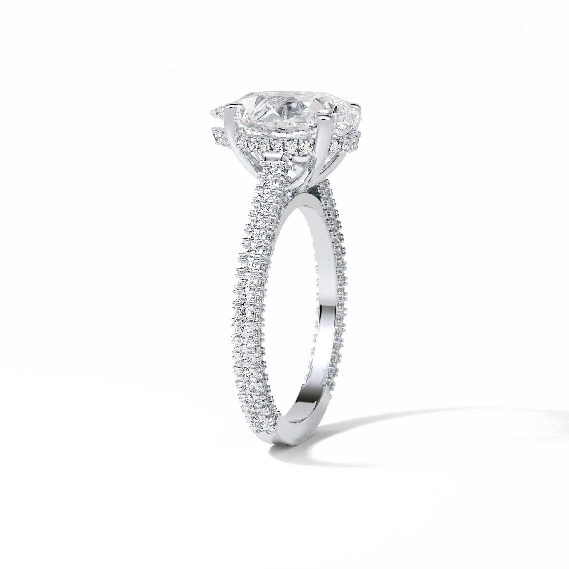Pear Pave & Hidden Halo Lab Grown Diamond Engagement Ring