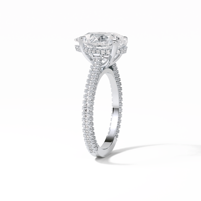 Pear Pave & Hidden Halo Lab Grown Diamond Engagement Ring