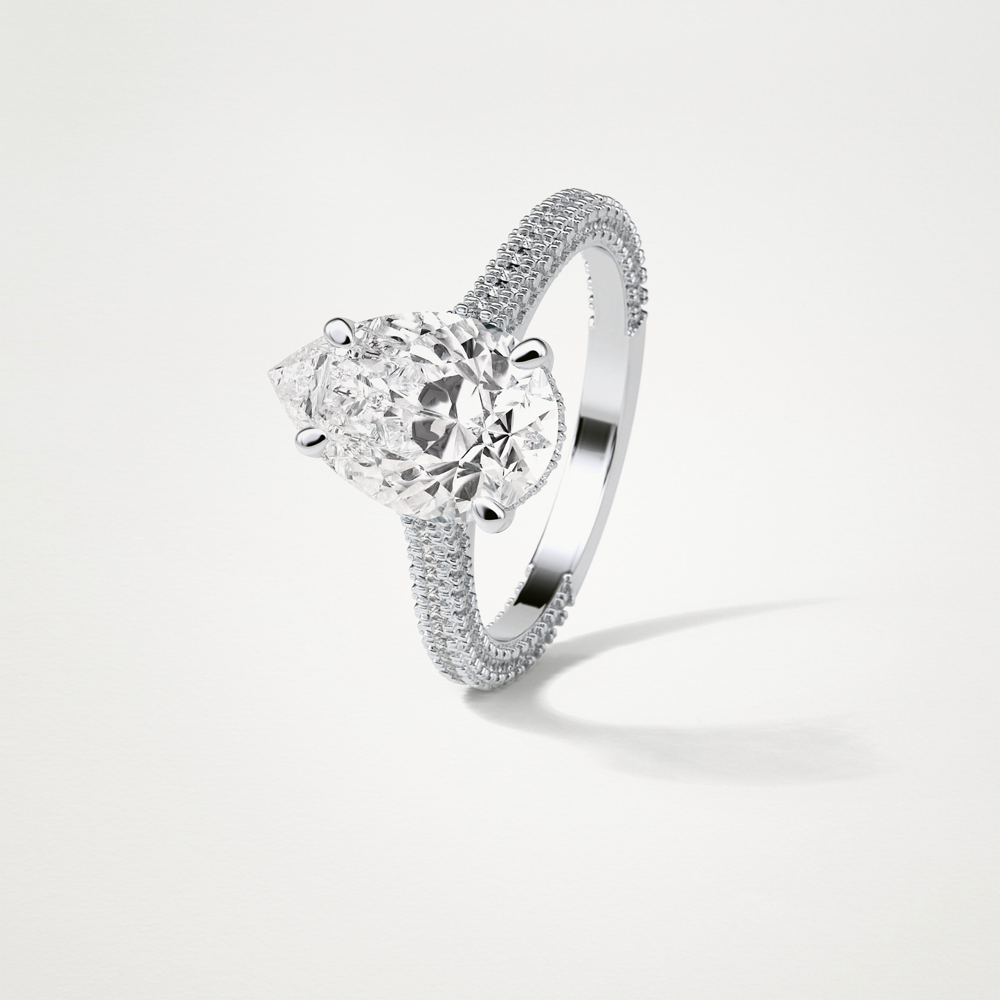 Pear Pave & Hidden Halo Lab Grown Diamond Engagement Ring