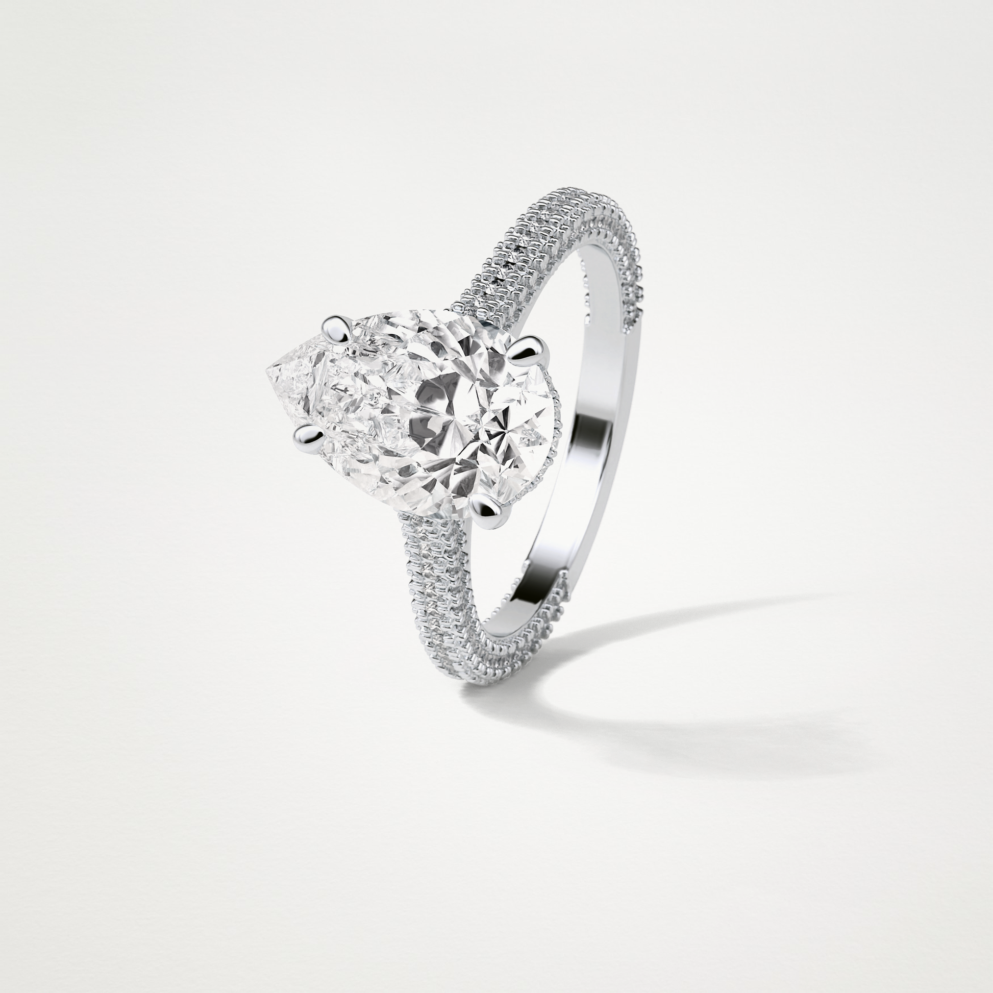 Pear Pave & Hidden Halo Lab Grown Diamond Engagement Ring