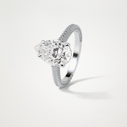 Pear Pave & Hidden Halo Lab Grown Diamond Engagement Ring