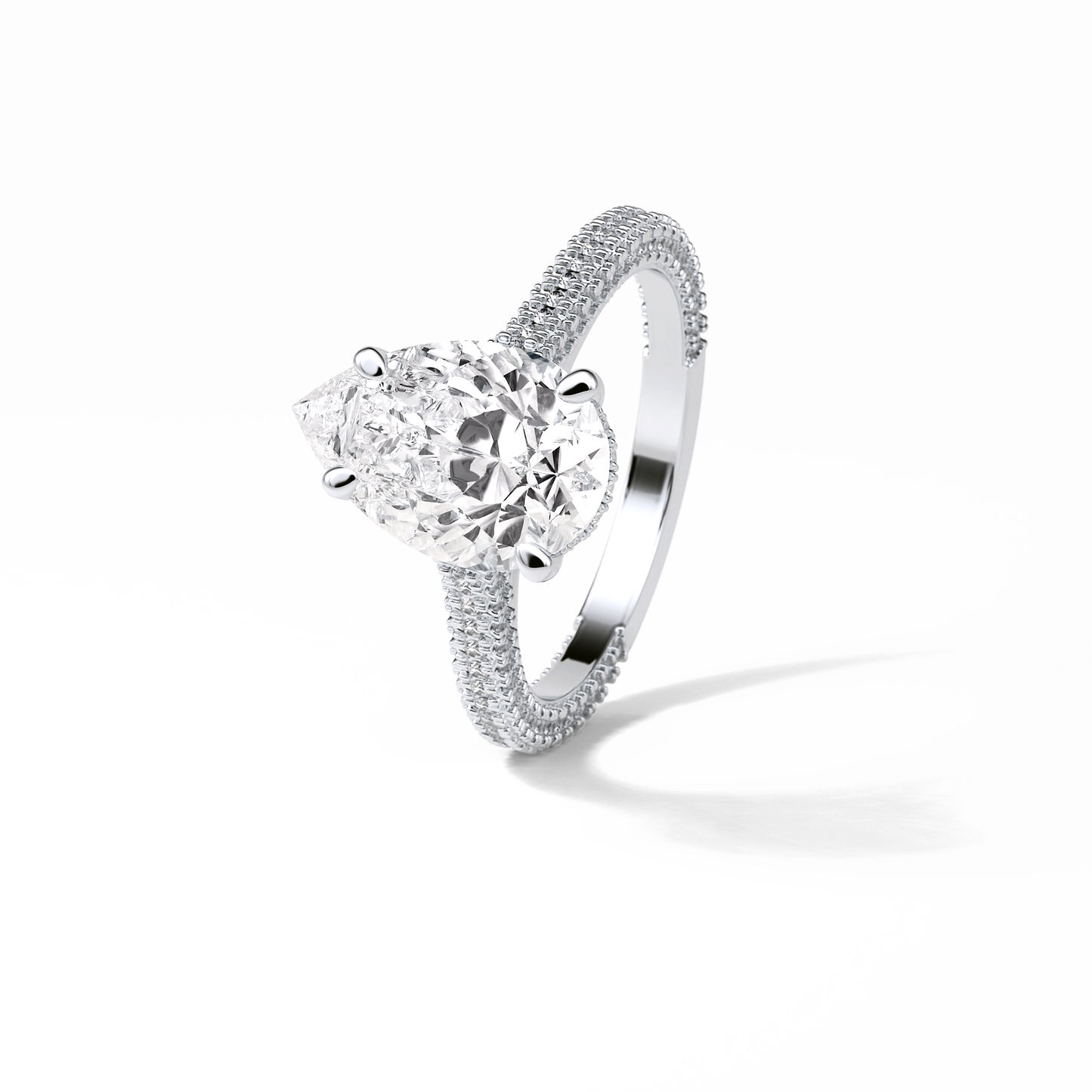Pear Pave & Hidden Halo Lab Grown Diamond Engagement Ring