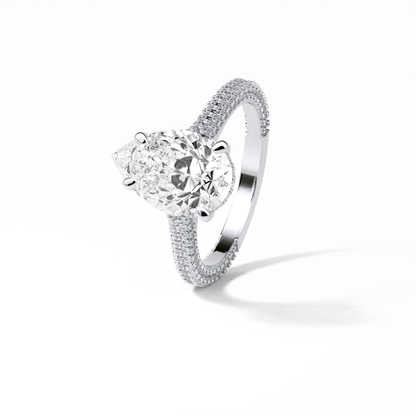 Pear Pave & Hidden Halo Lab Grown Diamond Engagement Ring