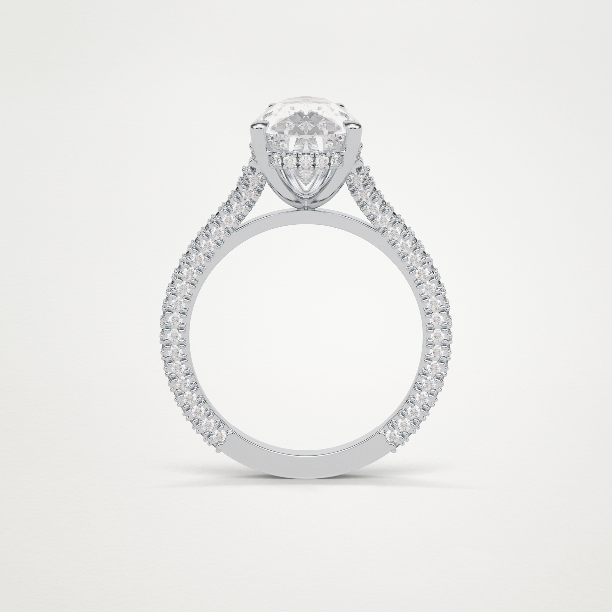 Pear Pave & Hidden Halo Lab Grown Diamond Engagement Ring