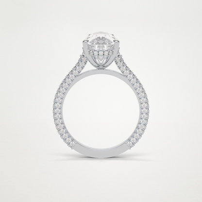 Pear Pave & Hidden Halo Lab Grown Diamond Engagement Ring