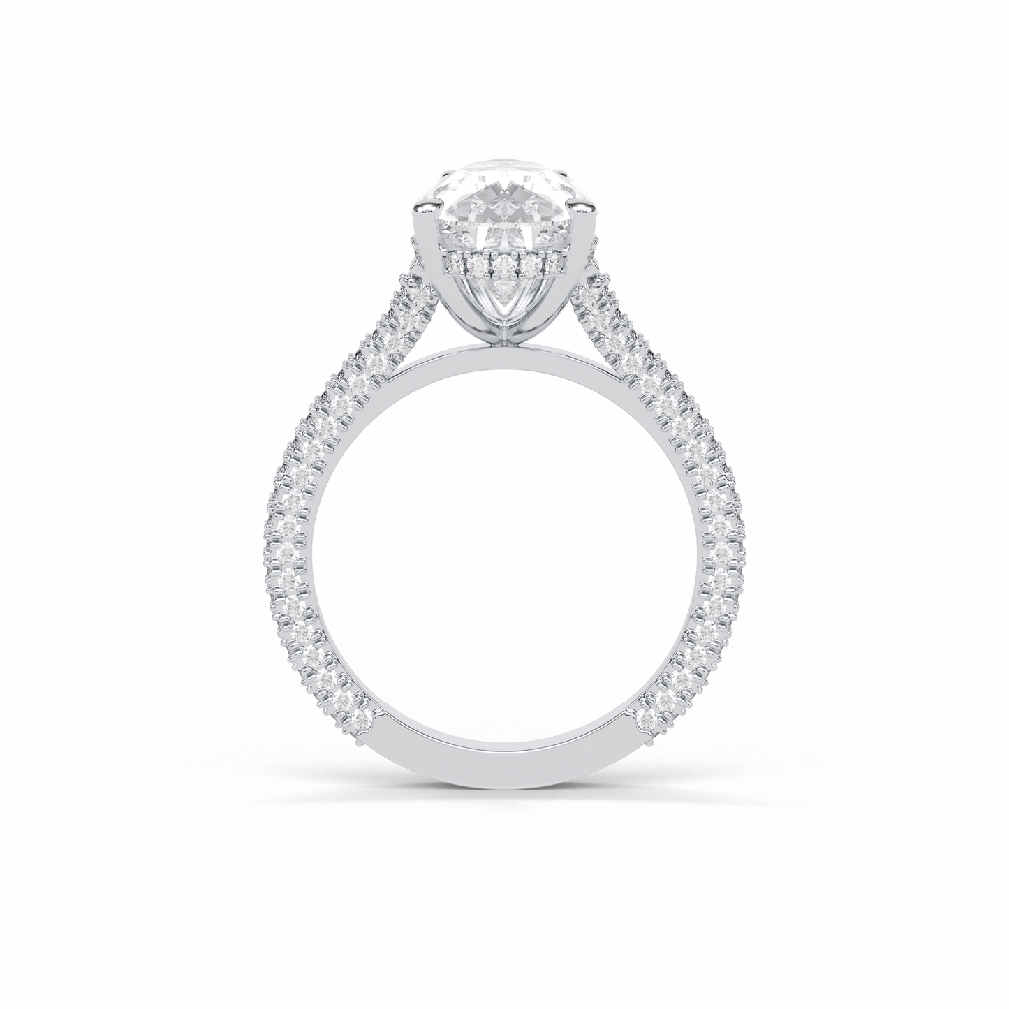 Pear Pave & Hidden Halo Lab Grown Diamond Engagement Ring