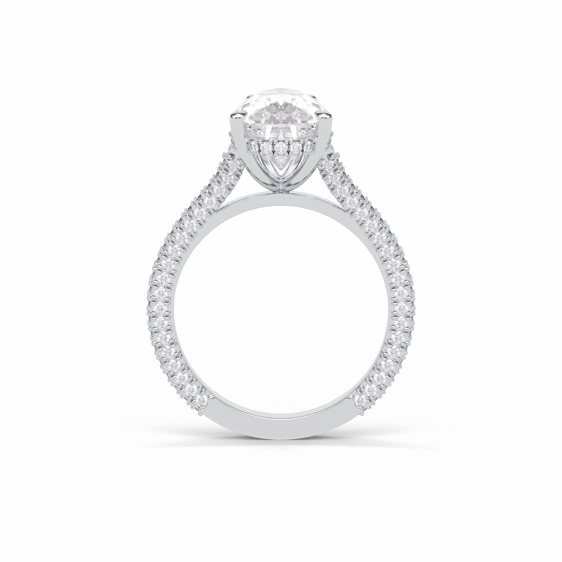 Pear Pave & Hidden Halo Lab Grown Diamond Engagement Ring