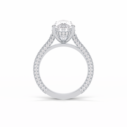 Pear Pave & Hidden Halo Lab Grown Diamond Engagement Ring