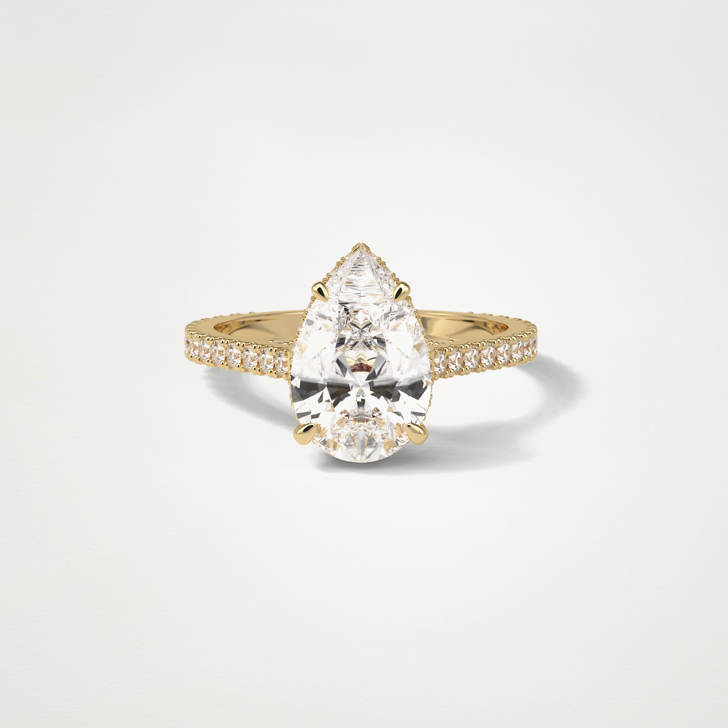 Pear Pave & Hidden Halo Lab Grown Diamond Engagement Ring
