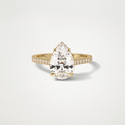 Pear Pave & Hidden Halo Lab Grown Diamond Engagement Ring