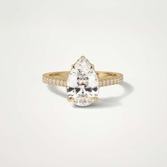 Pear Pave & Hidden Halo Lab Grown Diamond Engagement Ring