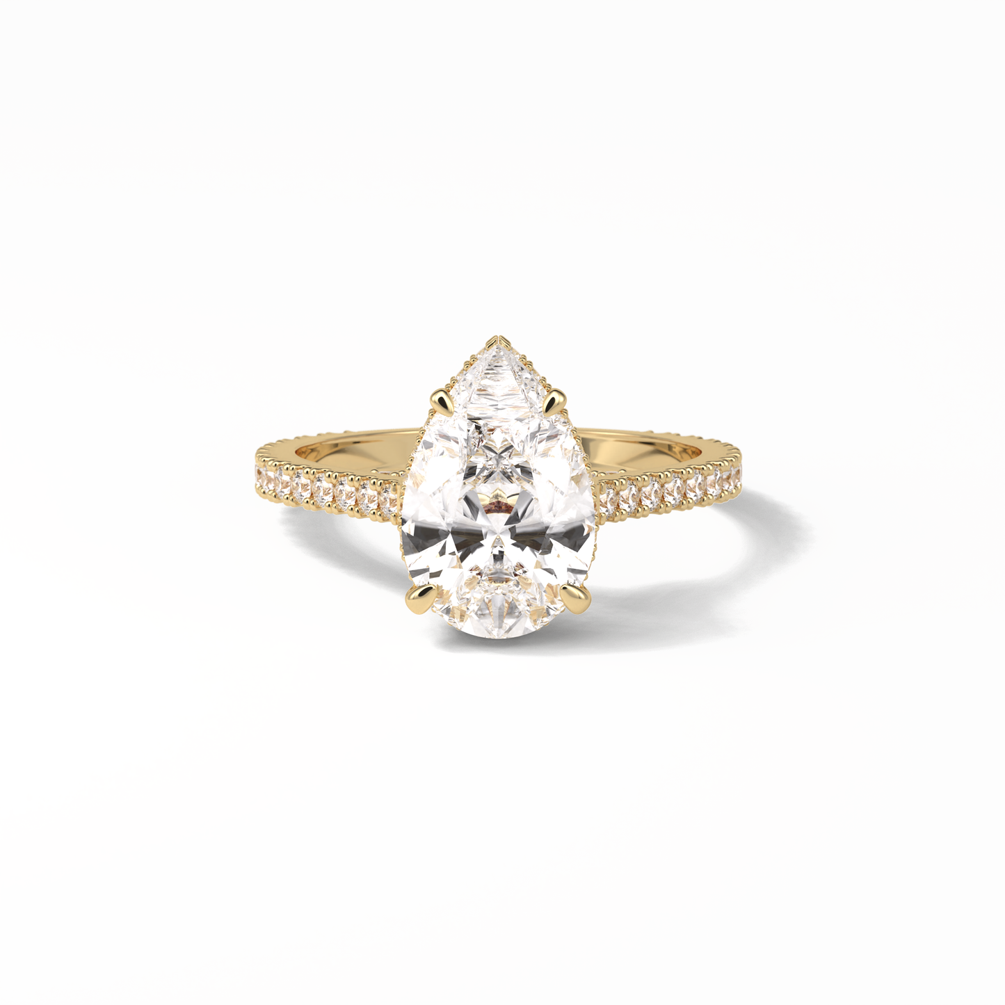Pear Pave & Hidden Halo Lab Grown Diamond Engagement Ring