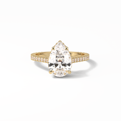 Pear Pave & Hidden Halo Lab Grown Diamond Engagement Ring