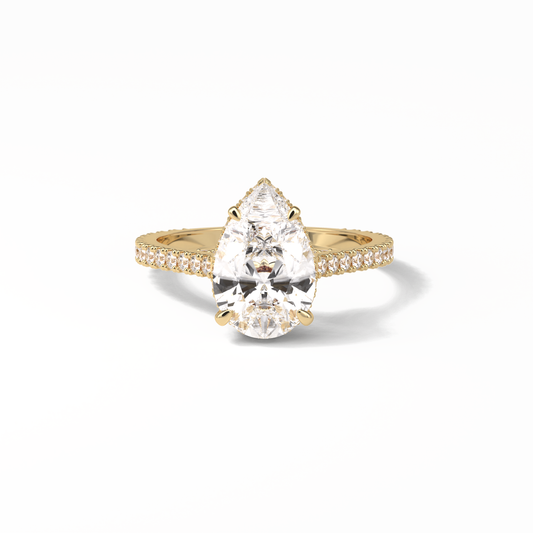 Pear Pave & Hidden Halo Lab Grown Diamond Engagement Ring