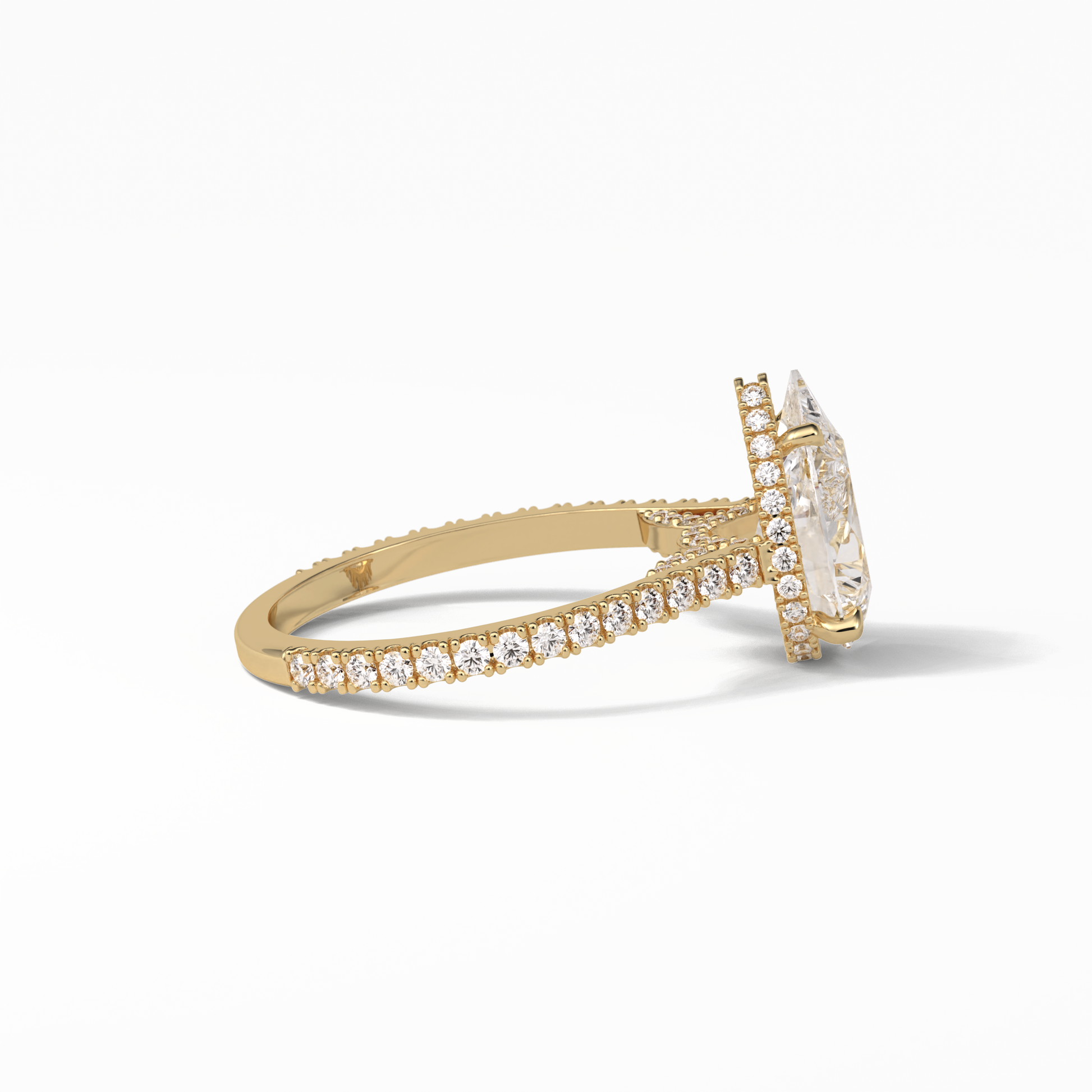 Pear Pave & Hidden Halo Lab Grown Diamond Engagement Ring