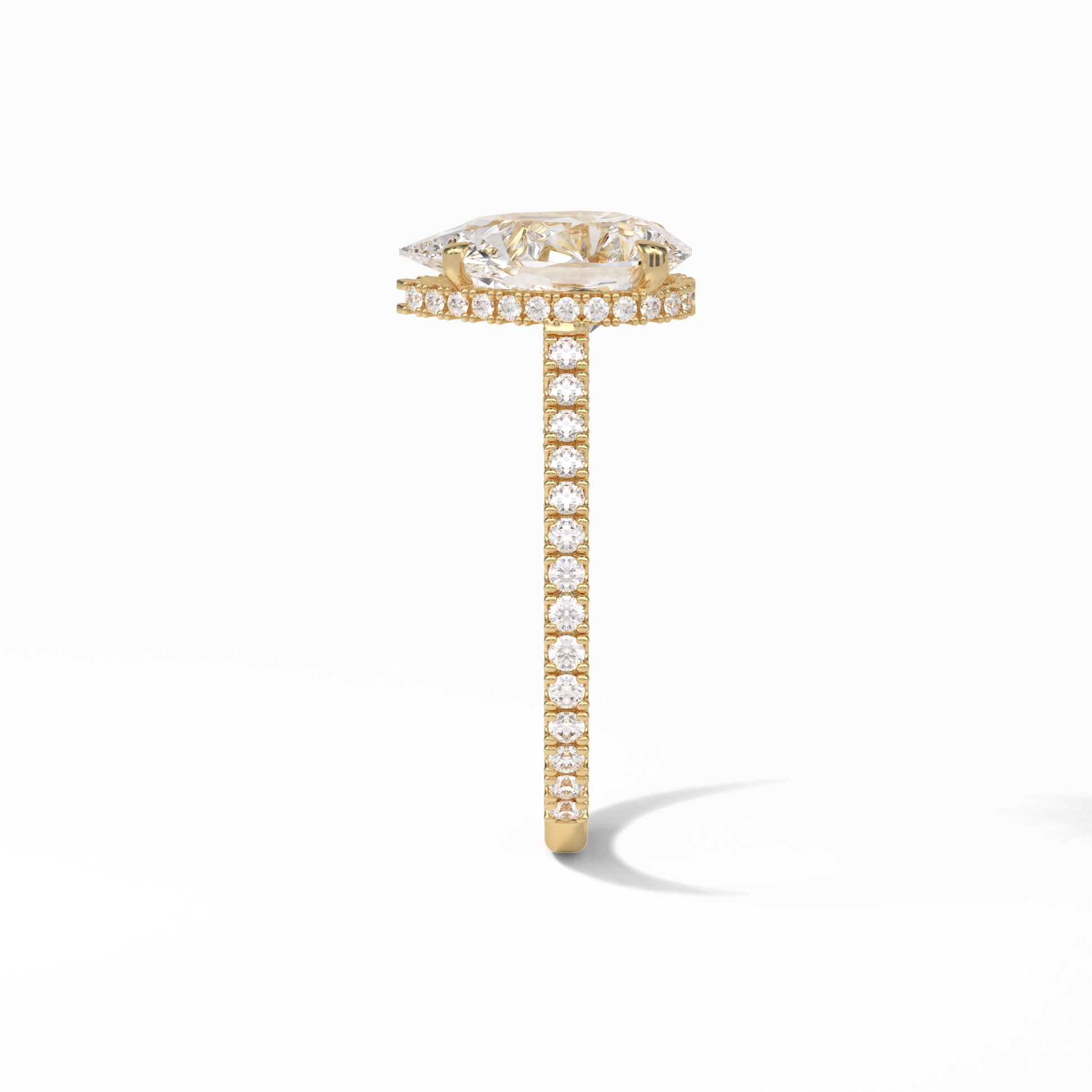 Pear Pave & Hidden Halo Lab Grown Diamond Engagement Ring
