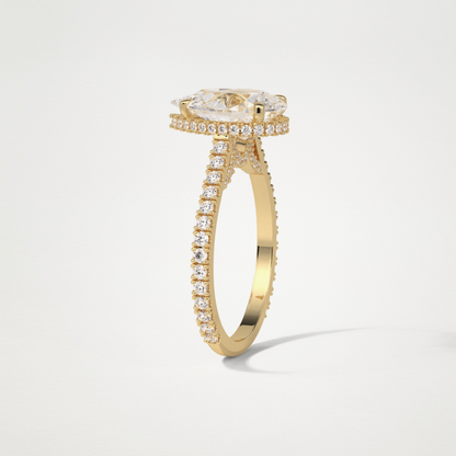 Pear Pave & Hidden Halo Lab Grown Diamond Engagement Ring