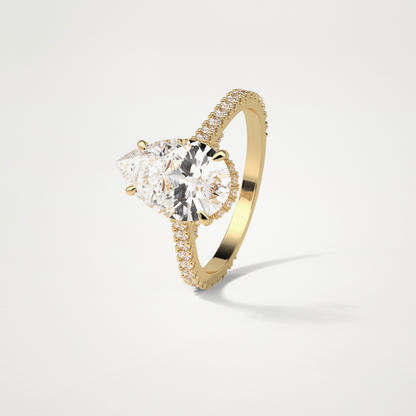 Pear Pave & Hidden Halo Lab Grown Diamond Engagement Ring