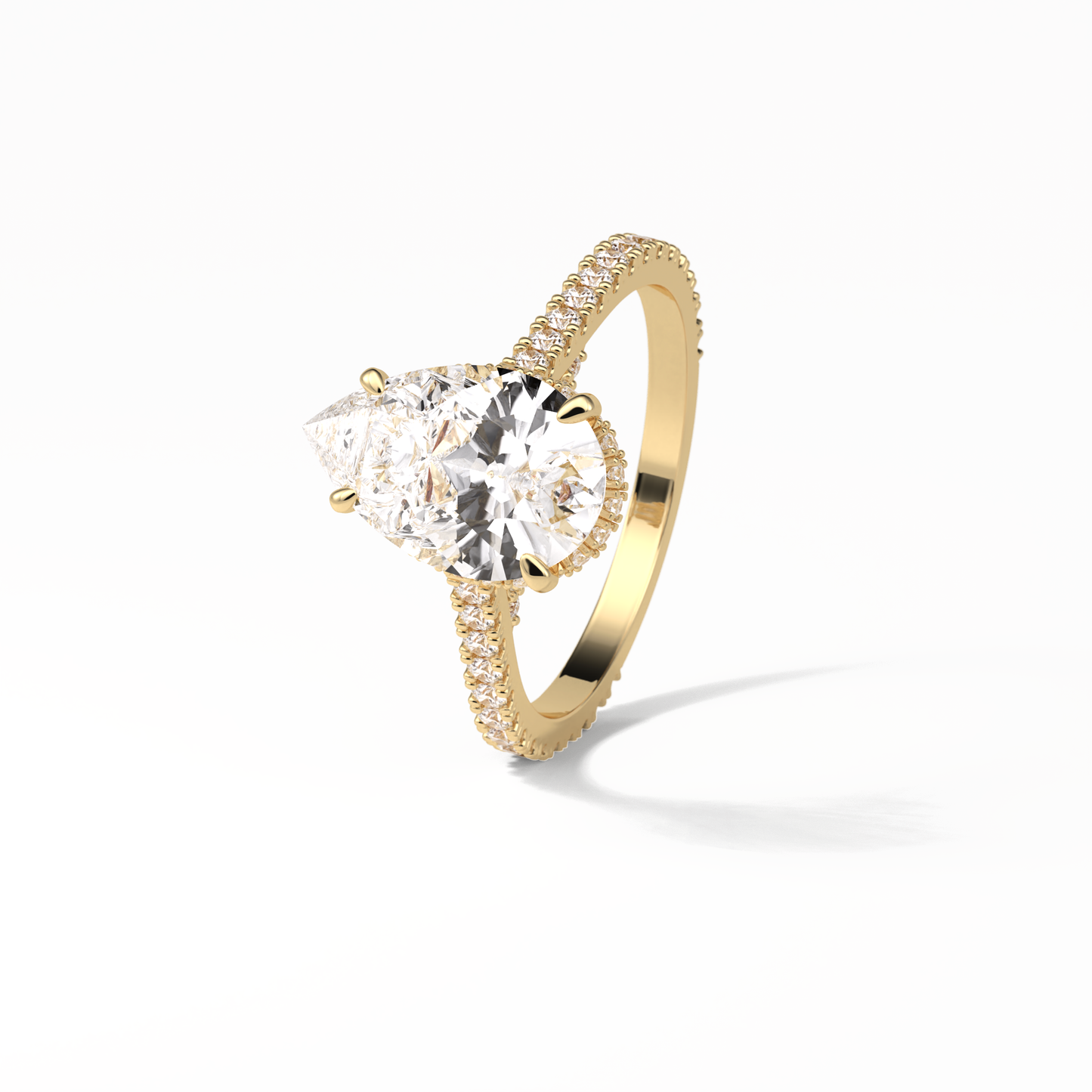 Pear Pave & Hidden Halo Lab Grown Diamond Engagement Ring