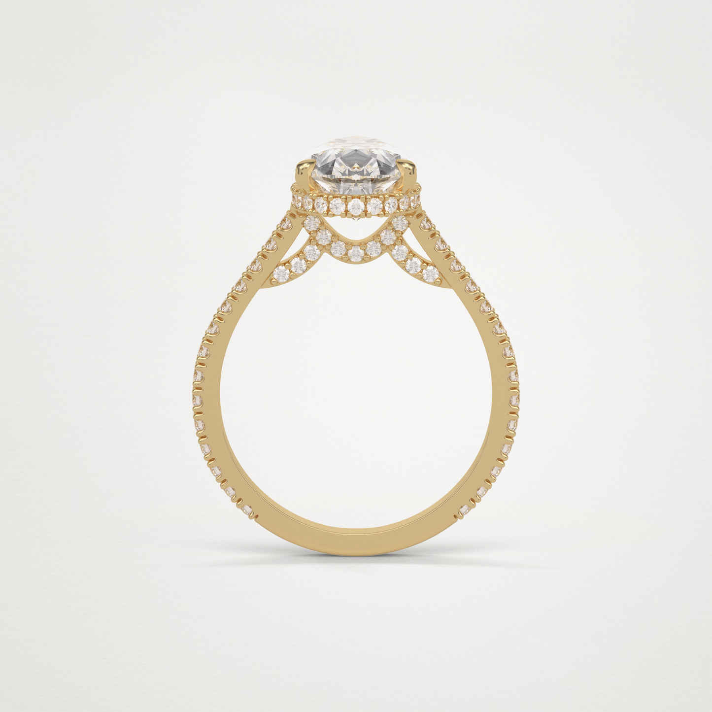Pear Pave & Hidden Halo Lab Grown Diamond Engagement Ring