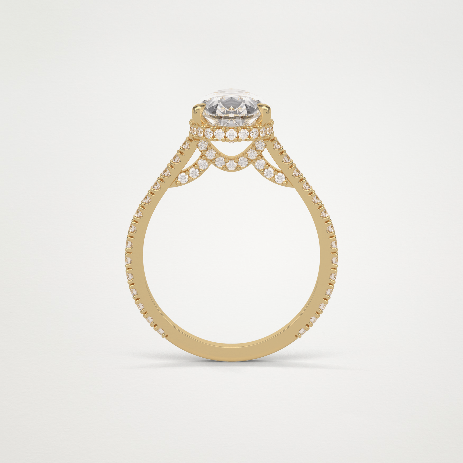 Pear Pave & Hidden Halo Lab Grown Diamond Engagement Ring