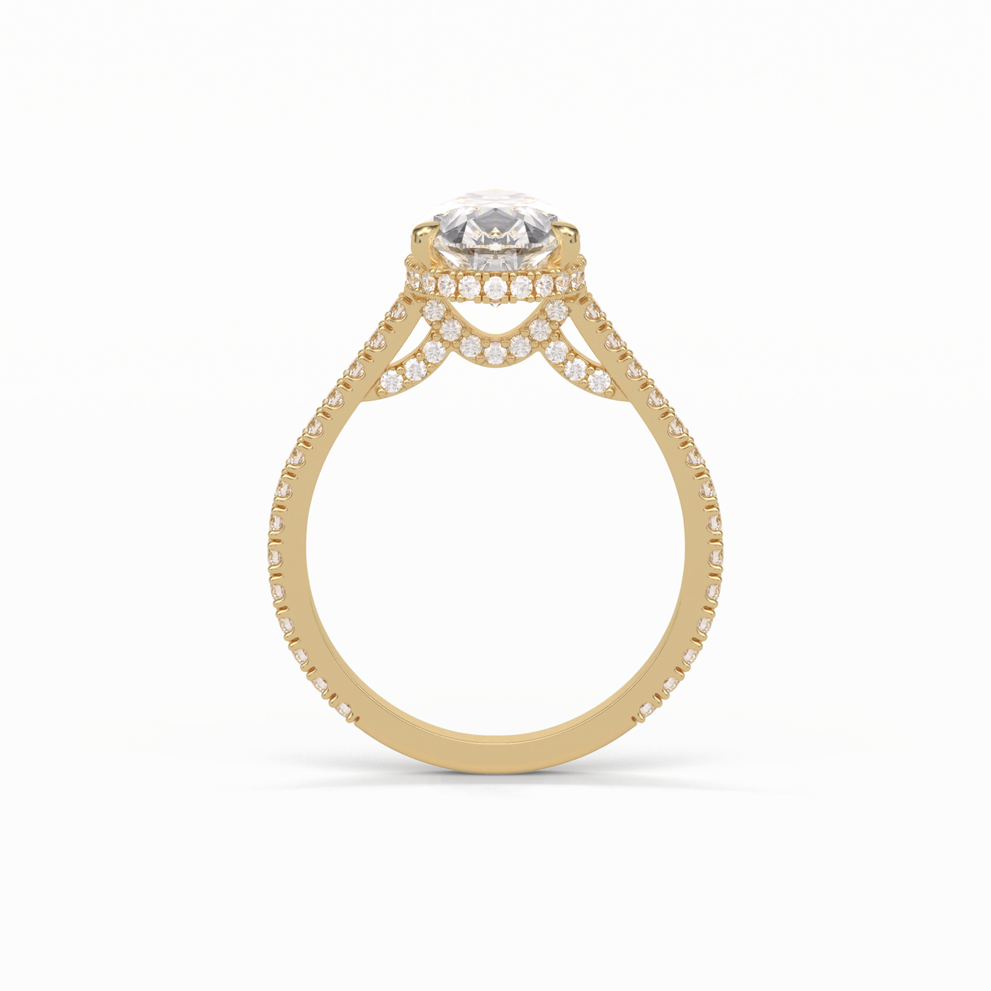 Pear Pave & Hidden Halo Lab Grown Diamond Engagement Ring