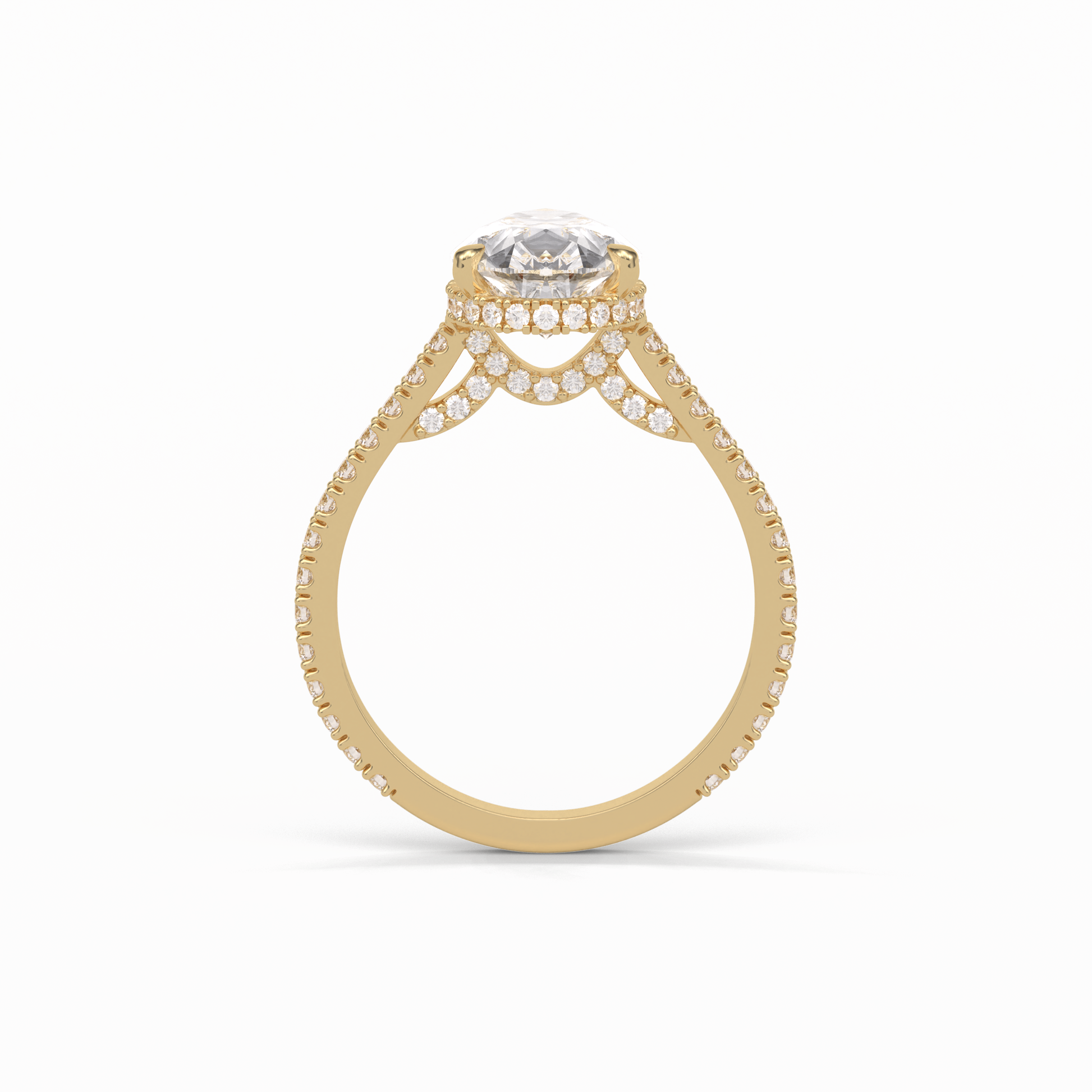 Pear Pave & Hidden Halo Lab Grown Diamond Engagement Ring