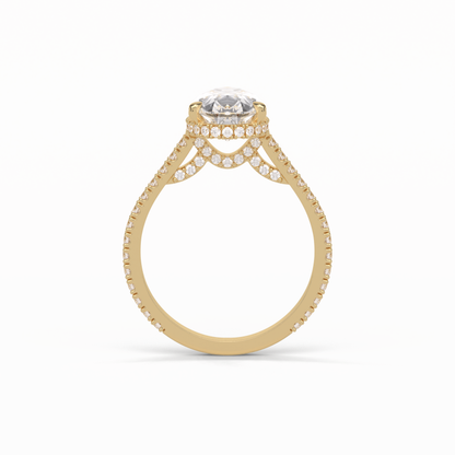 Pear Pave & Hidden Halo Lab Grown Diamond Engagement Ring