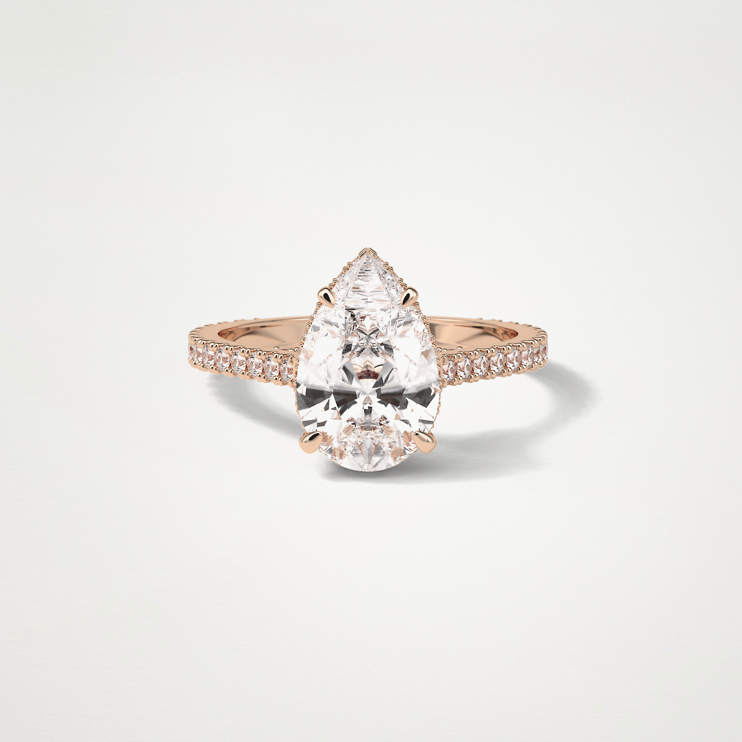 Pear Pave & Hidden Halo Lab Grown Diamond Engagement Ring