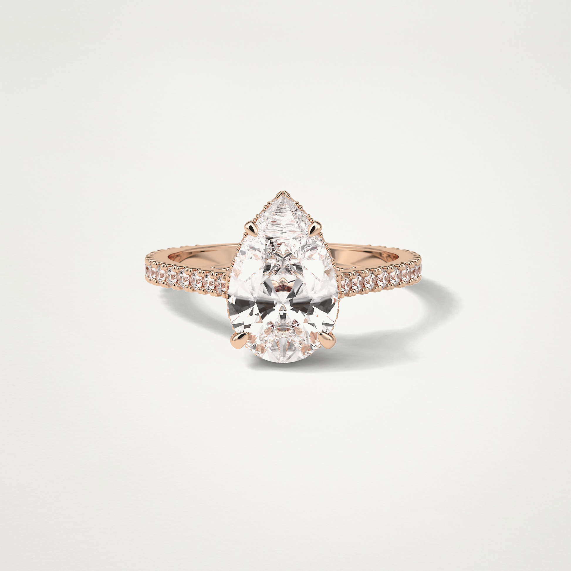 Pear Pave & Hidden Halo Lab Grown Diamond Engagement Ring