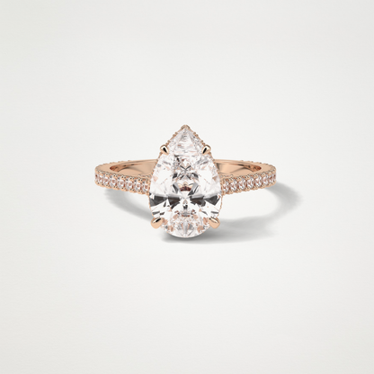 Pear Pave & Hidden Halo Lab Grown Diamond Engagement Ring