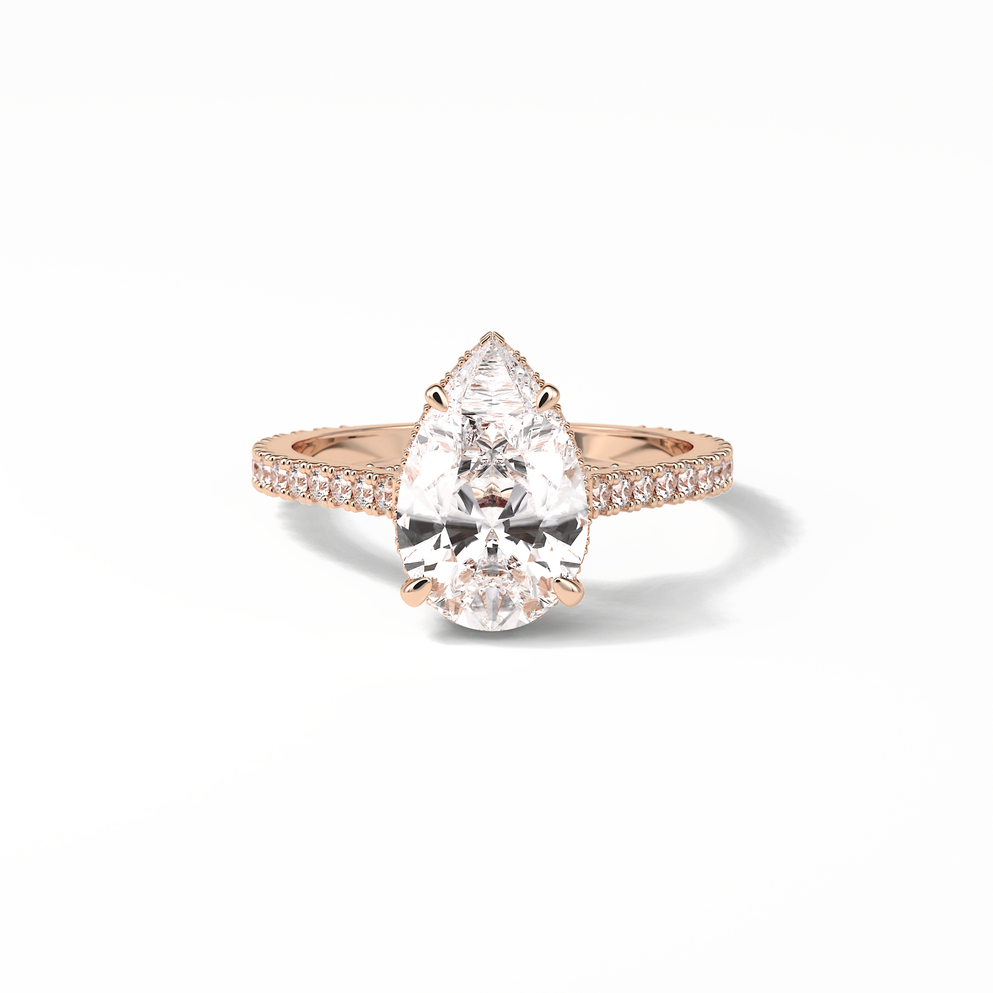 Pear Pave & Hidden Halo Lab Grown Diamond Engagement Ring