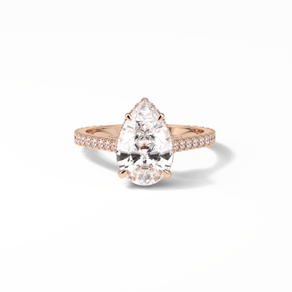 Pear Pave & Hidden Halo Lab Grown Diamond Engagement Ring