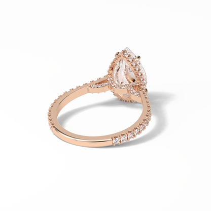 Pear Pave & Hidden Halo Lab Grown Diamond Engagement Ring