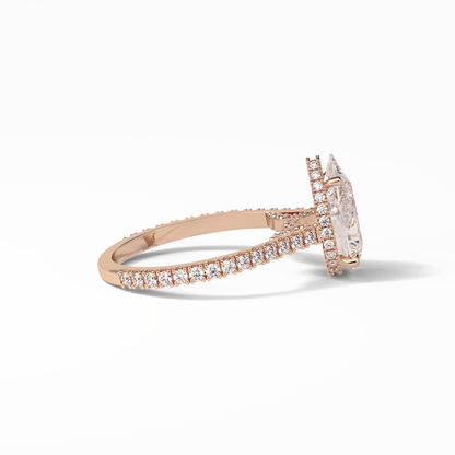 Pear Pave & Hidden Halo Lab Grown Diamond Engagement Ring