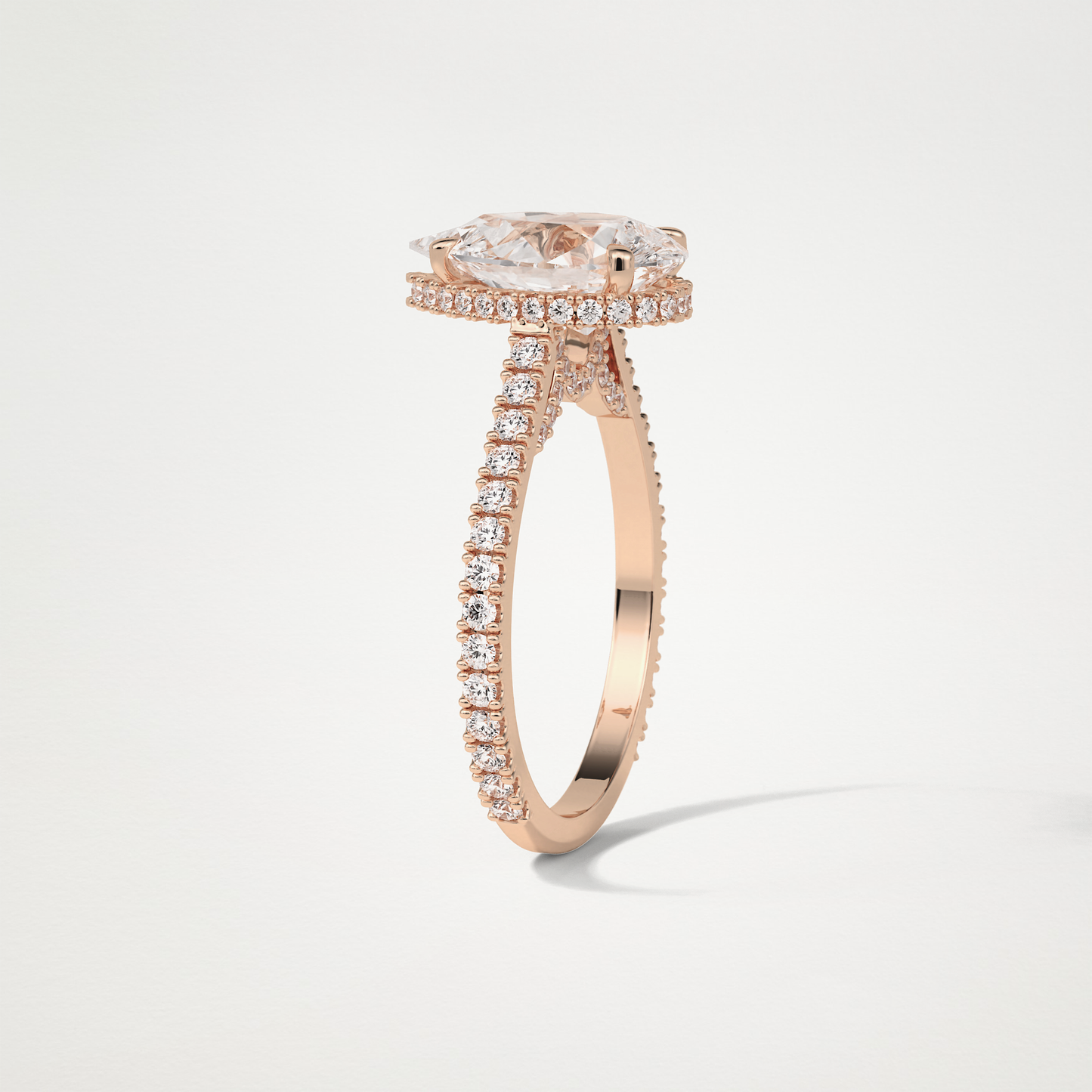 Pear Pave & Hidden Halo Lab Grown Diamond Engagement Ring