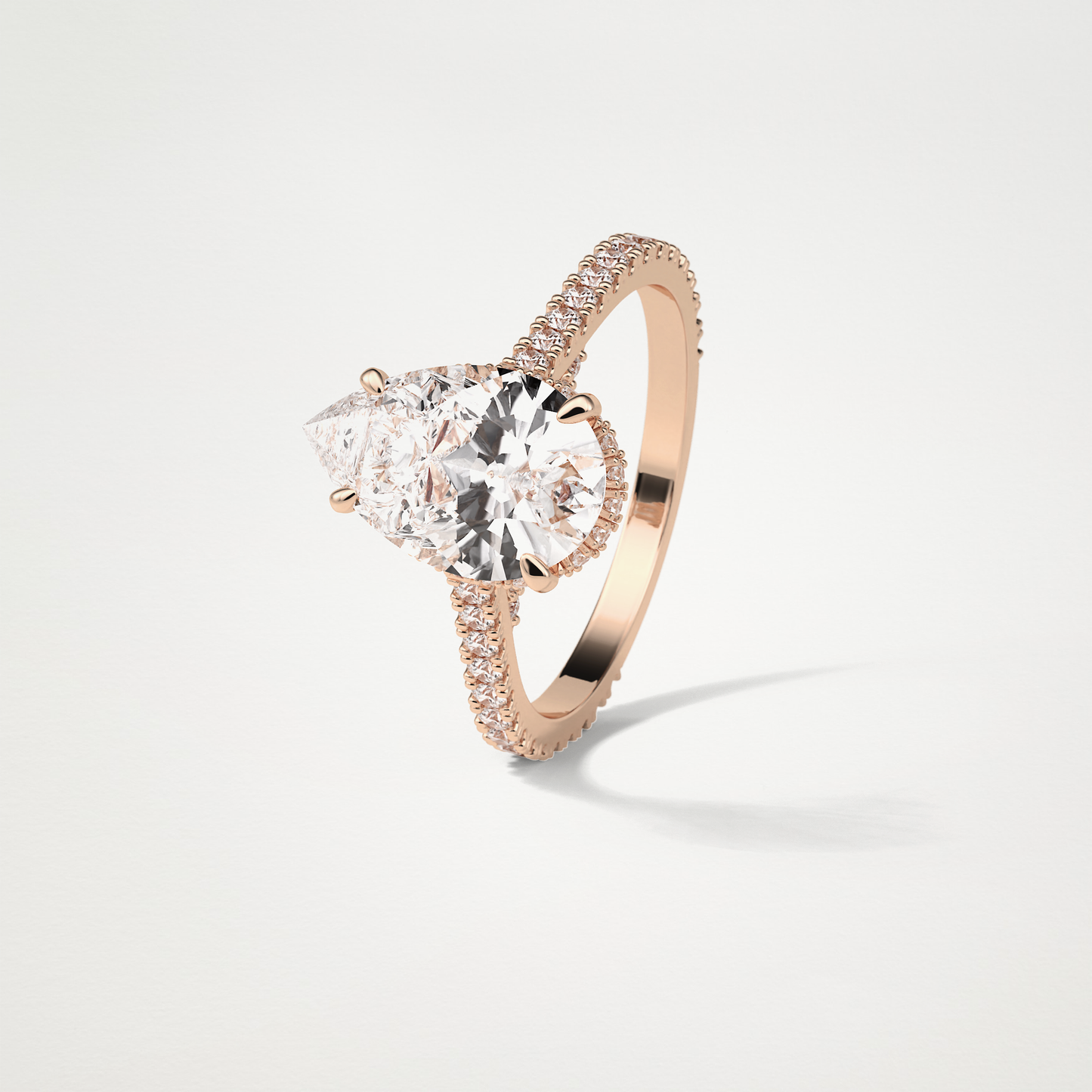 Pear Pave & Hidden Halo Lab Grown Diamond Engagement Ring