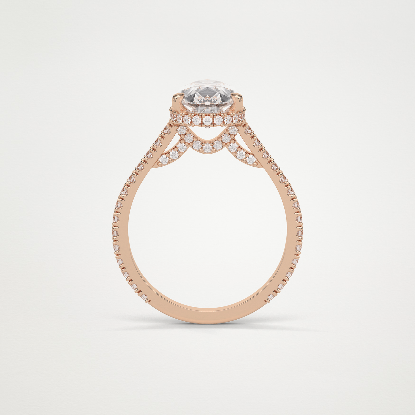 Pear Pave & Hidden Halo Lab Grown Diamond Engagement Ring