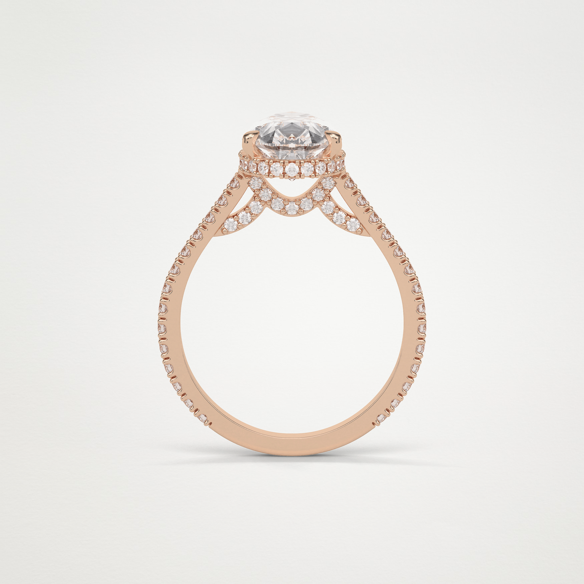 Pear Pave & Hidden Halo Lab Grown Diamond Engagement Ring