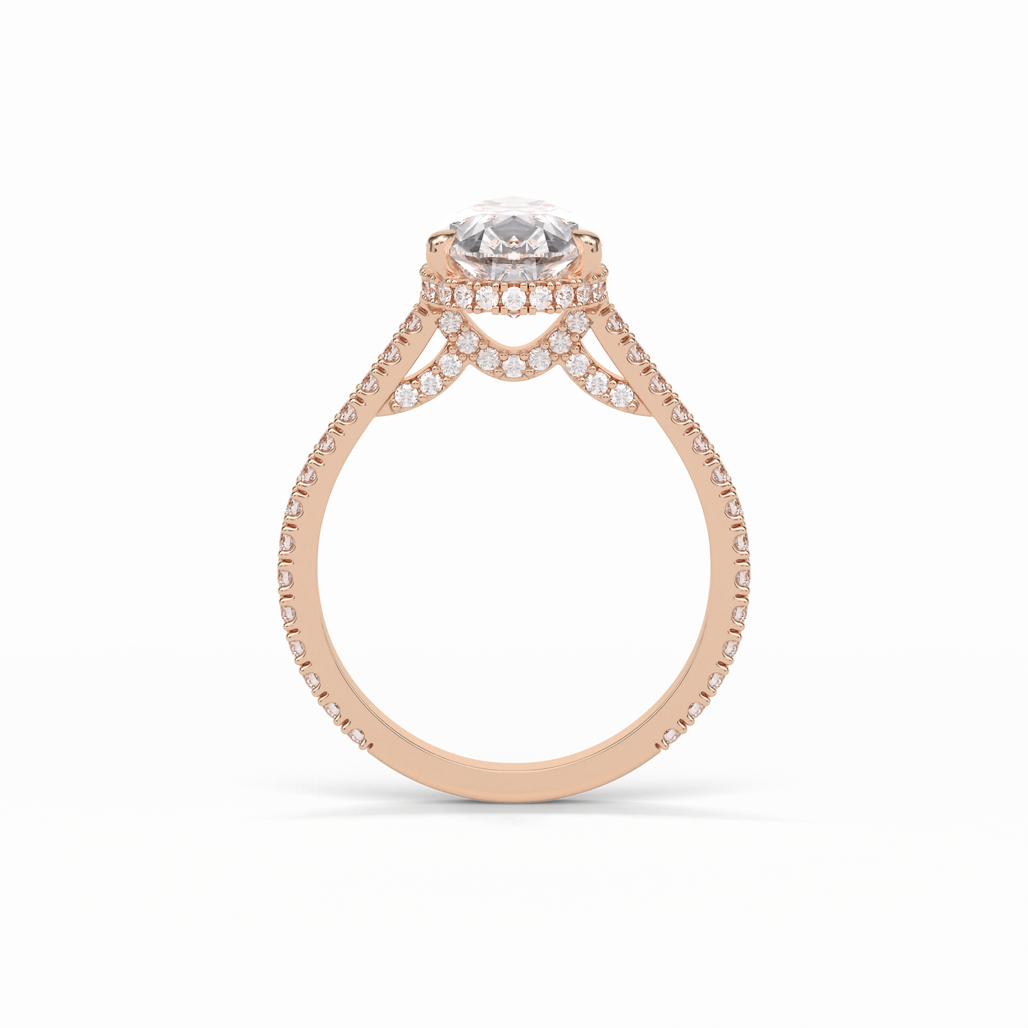 Pear Pave & Hidden Halo Lab Grown Diamond Engagement Ring