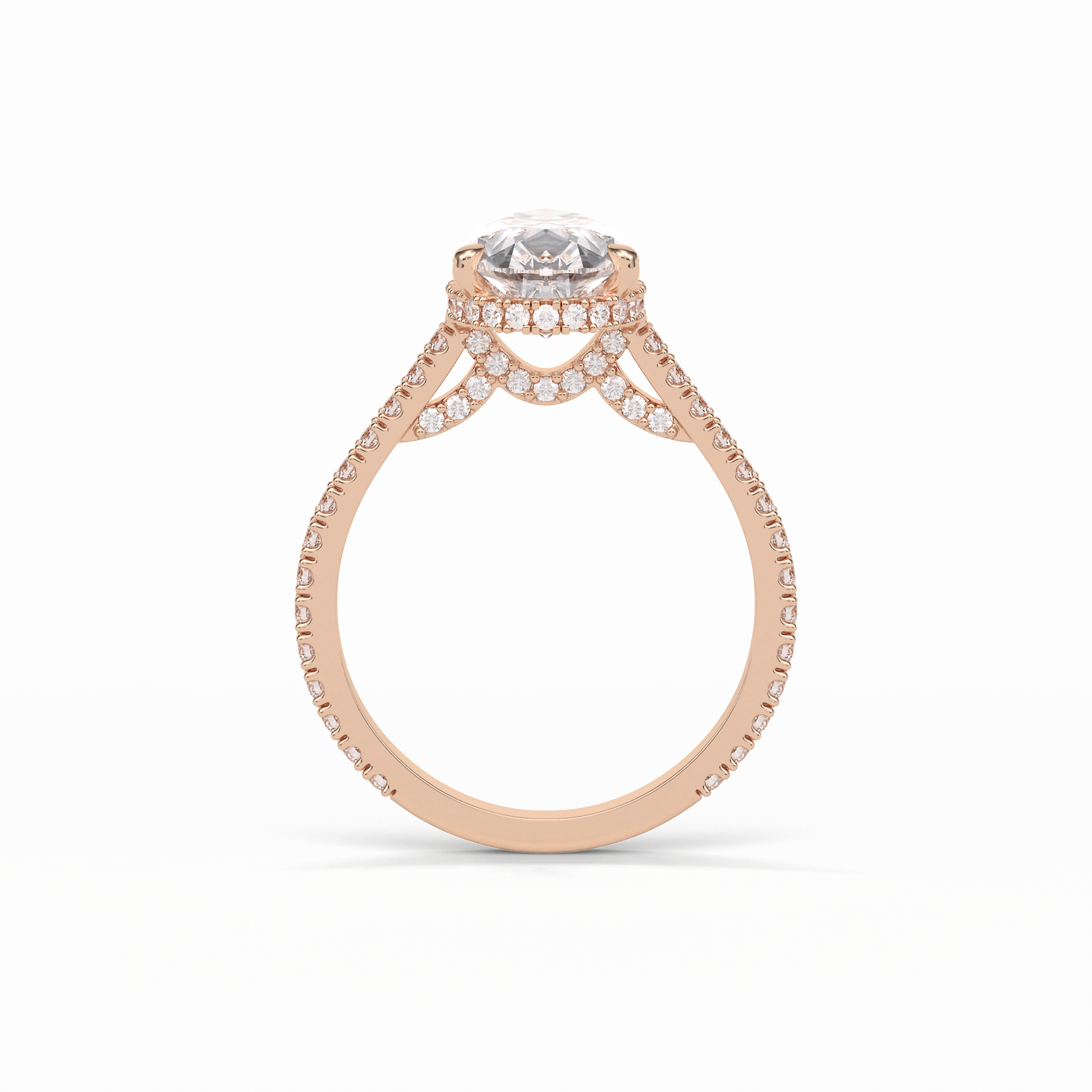 Pear Pave & Hidden Halo Lab Grown Diamond Engagement Ring